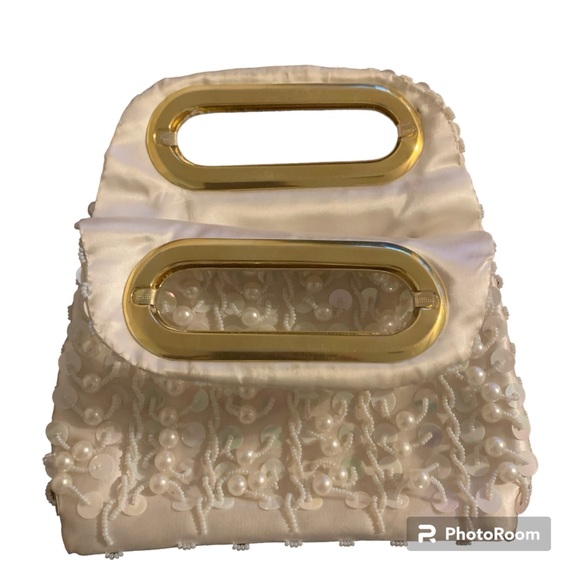 VINTAGE Pearl & Beaded Designer Clutch Evening Purse Made in Hong Kong - Picture 2 of 4